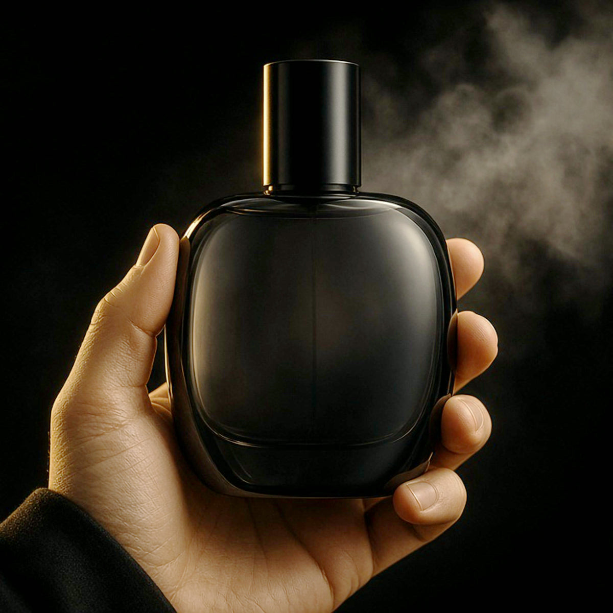 Lehua cologne bottle in hand